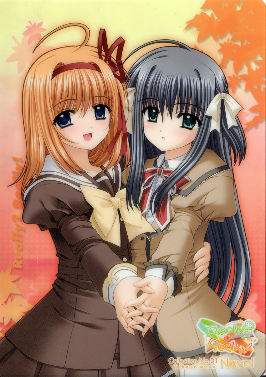 2girls autumn fuyou_kaede highres multiple_girls nishimata_aoi official_art photoshop_(medium) really?_really! scan shuffle! yae_sakura_(shuffle!)