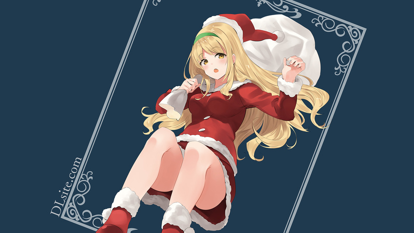 blonde_hair christmas dille_blood dlsite.com hat long_hair natashya_(pommier) orange_eyes original santa_costume santa_hat