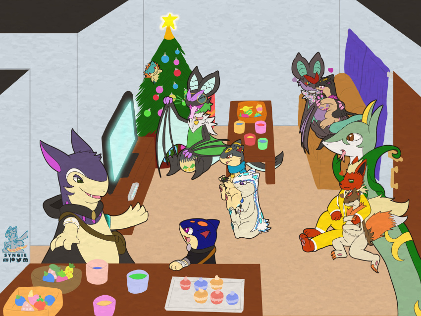 4:3 absurd_res ambiguous_gender anthro berry christmas christmas_tree controller cuddling digital_drawing_(artwork) digital_media_(artwork) eeveelution egg fenderquil feral flareon flat_colors food fruit gaming generation_1_pokemon generation_2_pokemon generation_5_pokemon generation_6_pokemon generation_7_pokemon group hi_res holidays hondew_berry hybrid_pokemon large_group mago_berry magost_berry nintendo noivern nomel_berry oran_berry payapa_berry pecha_berry plant poke_puff pokemon pokemon_(species) pokemon_berry pokemon_egg pregnant quilava razz_berry salazzle serperior sitrus_berry slate_(syngie) synge syngie tree umbreon