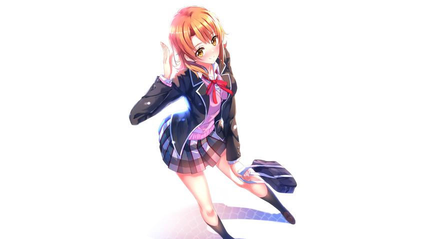 isshiki_iroha kneehighs long_hair orange_hair seifuku swordsouls white yahari_ore_no_seishun_love_come_wa_machigatteiru. yellow_eyes