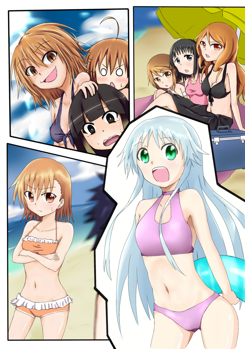 6+girls age_difference bad_id bad_pixiv_id bikini black_eyes black_hair breasts bright_pupils brown_eyes brown_hair commentary_request grey_hair halsya highres index_(toaru_majutsu_no_index) item_(toaru) kinuhata_saiai kuroyoru_umidori long_hair medium_breasts medium_hair misaka_mikoto misaka_worst mugino_shizuri multiple_girls one-piece_swimsuit siblings sisters slit_pupils small_breasts swimsuit takitsubo_rikou tankini toaru_majutsu_no_index very_long_hair white_pupils