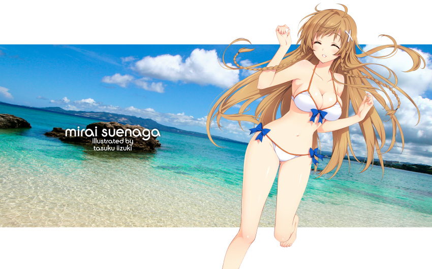 bikini braid breasts danny_choo deletethistag hairclip iizuki_tasuku mirai mirai_suenaga swimsuits twin_braids