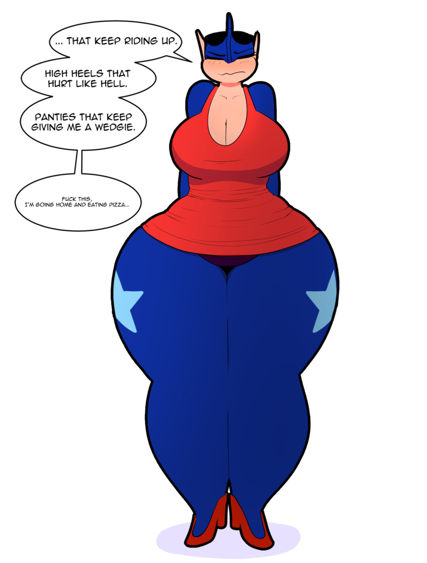 2018 amphibian anthro big_breasts biped blush blush_lines breasts capdocks cleavage clothed clothing dress english_text eyewear fan_character female footwear generation_6_pokemon greninja hi_res high_heels huge_hips huge_thighs nintendo non-mammal_breasts panties pokemon pokemon_(species) raijin_(capdocks) red_clothing red_dress shoes simple_background small_waist solo speech_bubble sunglasses text thick_thighs underwear white_background wide_hips