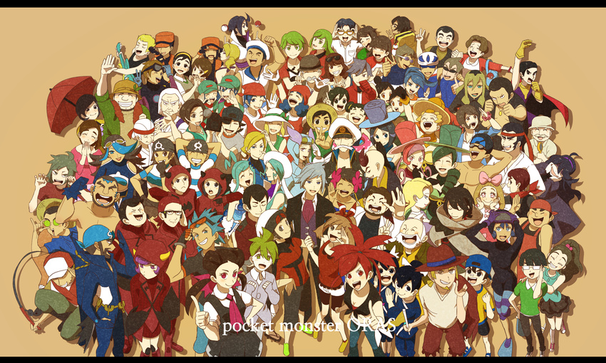 6+boys 6+girls aarune_(pokemon) ace_trainer_(pokemon) adjusting_eyewear aqua_hair archie_(pokemon) aroma_lady_(pokemon) backpacker_(pokemon) battle_chatelaine battle_girl_(pokemon) beard beauty_(pokemon) birch_(pokemon) bird_keeper_(pokemon) black_belt_(pokemon) black_hair brawly_(pokemon) brendan_(pokemon) bug_catcher_(pokemon) bug_maniac_(pokemon) camper_(pokemon) closed_eyes collector_(pokemon) commentary_request copyright_name courtney_(pokemon) dana_(pokemon) delinquent_(pokemon) diving_hood diving_mask dougi dragon_tamer_(pokemon) drake_(pokemon) evelyn_(pokemon) everyone expert_(pokemon) eyewear_on_head facial_hair fairy_tale_girl_(pokemon) fisher_(pokemon) fishing_rod flannery_(pokemon) flippers free_diver_(pokemon) gentleman_(pokemon) glacia_(pokemon) glasses goggles green_eyes green_hair guitar guitarist_(pokemon) hat hex_maniac_(pokemon) highres hiker_(pokemon) holding holding_instrument instrument interviewers_(pokemon) karate_gi kindler_(pokemon) lady_(pokemon) lass_(pokemon) letterboxed lisia_(pokemon) liza_(pokemon) long_hair looking_at_viewer matt_(pokemon) maxie_(pokemon) may_(pokemon) momii_(hokkori-ya) morgan_(pokemon) moustache multiple_boys multiple_girls ninja_boy_(pokemon) nita_(pokemon) no_legwear norman_(pokemon) one_eye_closed parasol parasol_lady_(pokemon) phoebe_(pokemon) picnicker_(pokemon) poke_ball poke_ball_(basic) poke_fan_(pokemon) pokemaniac_(pokemon) pokemon pokemon_breeder_(pokemon) pokemon_oras pokemon_ranger_(pokemon) pokemon_xy psychic_(pokemon) purple_hair red_eyes red_hair rich_boy_(pokemon) roxanne_(pokemon) ruin_maniac_(pokemon) sailor_(pokemon) school_kid_(pokemon) scuba_diver_(pokemon) shelly_(pokemon) sidney_(pokemon) sparse_stubble steven_stone street_thug_(pokemon) sunglasses swimmer_(pokemon) tabitha_(pokemon) tate_(pokemon) team_aqua team_aqua_grunt team_magma team_magma_grunt teammates_(pokemon) telekinesis tongue topless_male triathlete_(pokemon) tuber_(pokemon) twins_(pokemon) umbrella v wallace_(pokemon) wally_(pokemon) wattson_(pokemon) waving white_hair winona_(pokemon) young_couple_(pokemon) youngster_(pokemon) zinnia_(pokemon)