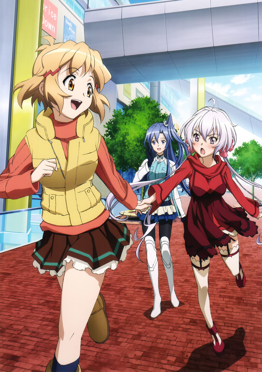 dress kazanari_tsubasa pantyhose senki_zesshou_symphogear stockings tachibana_hibiki thighhighs yukine_chris