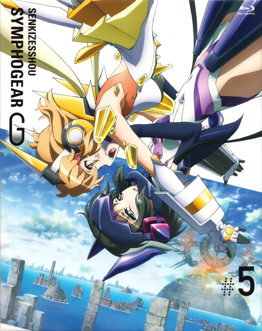 disc_cover headphones kohinata_miku senki_zesshou_symphogear tachibana_hibiki