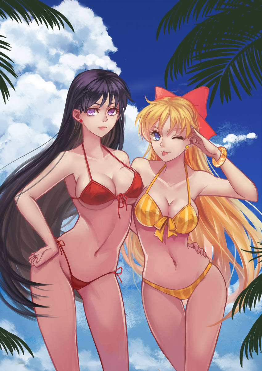 aino_minako bikini cleavage douyougen hino_rei sailor_moon swimsuits underboob