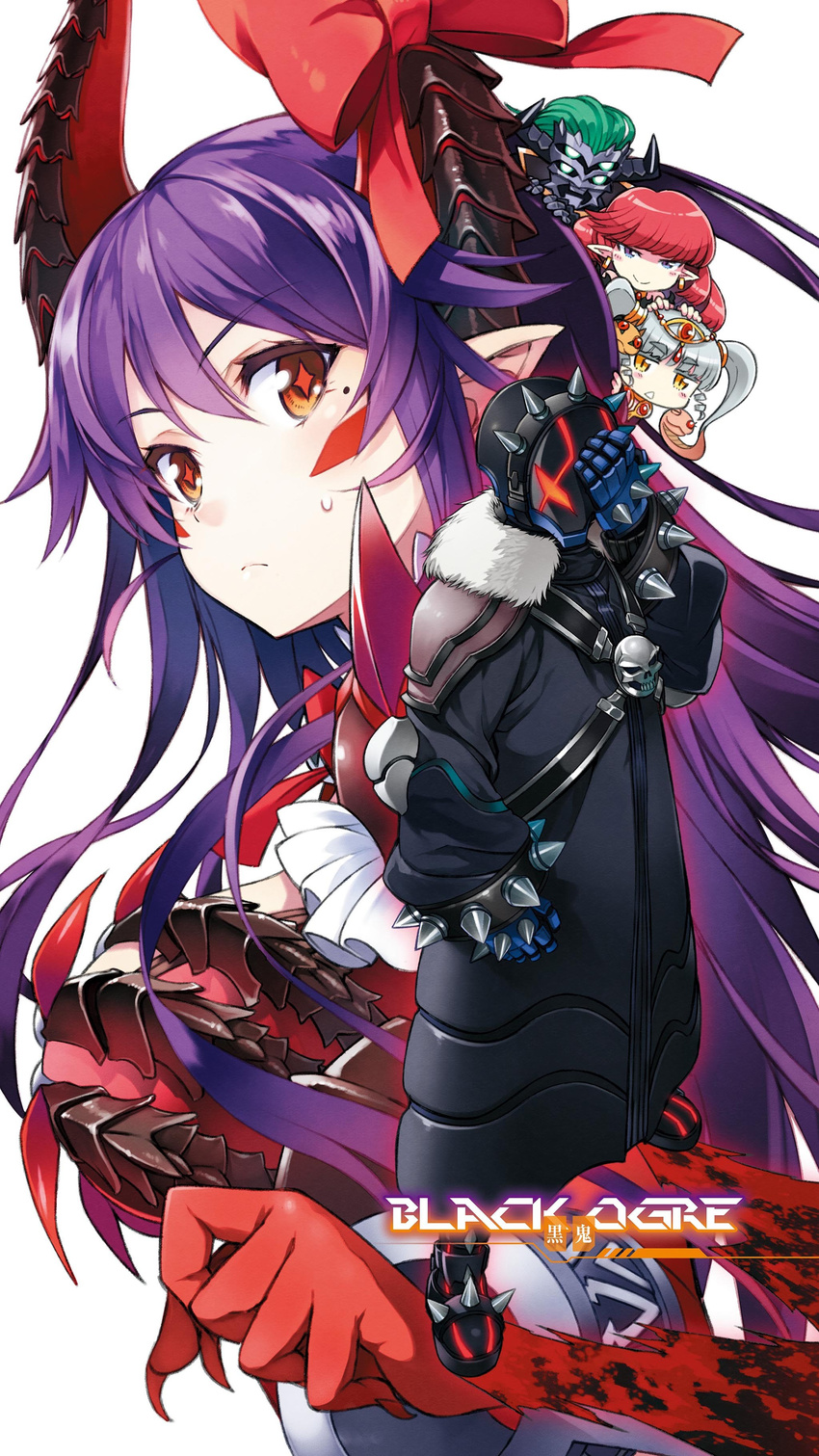 armor chibi demonlord_newbie_vrmmo_sekai_no_seisanshoku_maou horns itou_souichi pointy_ears tagme