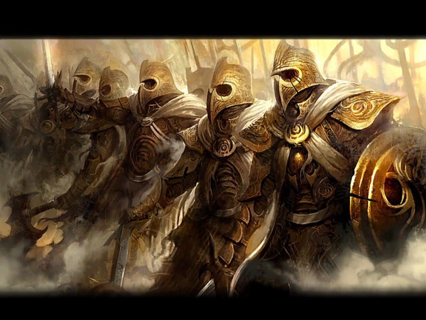 6+boys armor army axe guild_wars_(series) guild_wars_1 helmet letterboxed multiple_boys non-web_source official_art photoshop_(medium) shield sword war weapon white_mantle