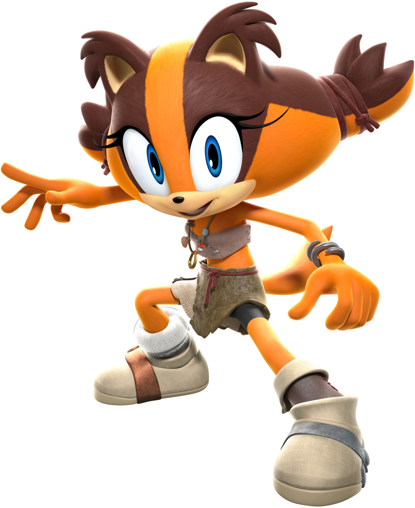 3d absurdres animal_ears animal_nose arms_up bandeau bare_shoulders bike_shorts blue_eyes body_fur bracelet brown_fur brown_hair female full_body furry furry_female grey_bandeau grey_footwear grey_skirt hair_tie happy highres jewelry legs_apart long_hair looking_at_viewer mario_&_sonic_(series) mario_&_sonic_at_the_rio_2016_olympic_games midriff miniskirt multicolored_hair necklace official_art open_mouth orange_fur orange_hair ring ring_necklace seashell shell shoes simple_background skirt smile solo sonic_(series) standing sticks_the_badger tail teeth third-party_source transparent_background twintails two-tone_fur two-tone_hair