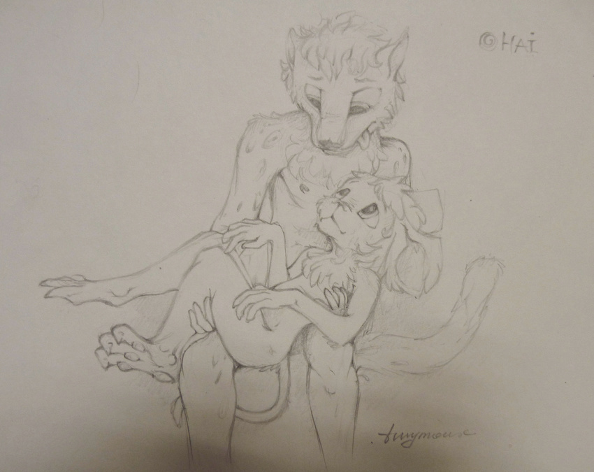 2015 2016 absurd_res anthro cuddling duo felid fur graphite_(artwork) greyscale hair hi_res hug irbis leopard licking male mammal monochrome mouse murid murine nipples noxor nude on_arms pantherine paws pencil_(artwork) rat rodent simple_background sitting snow_leopard tongue tongue_out traditional_media_(artwork) twymouse young young_anthro