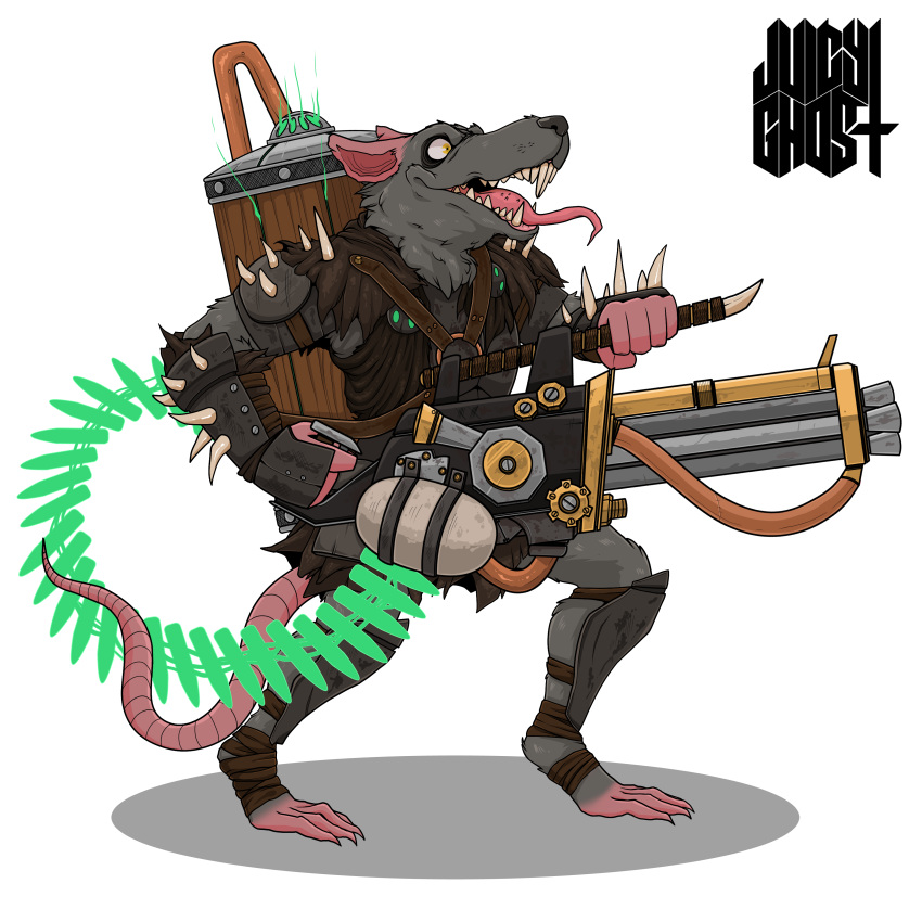 1:1 absurd_res anthro hammer hi_res juicyghost mammal rattling_gun rodent simple_background skaven solo tools vermin vermintide warhammer warhammer_(franchise)