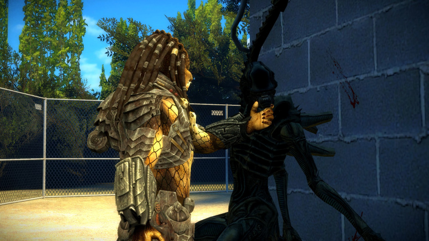 16:9 3d_(artwork) against_surface against_wall alien alien_(franchise) armor artic_boy digital_media_(artwork) dominant dominant_male dreadlocks duo female forced garry's_mod hi_res holding_chin imminent_kiss looking_aside looking_away male male/female predator_(franchise) scared shy submissive submissive_female widescreen xenomorph yautja