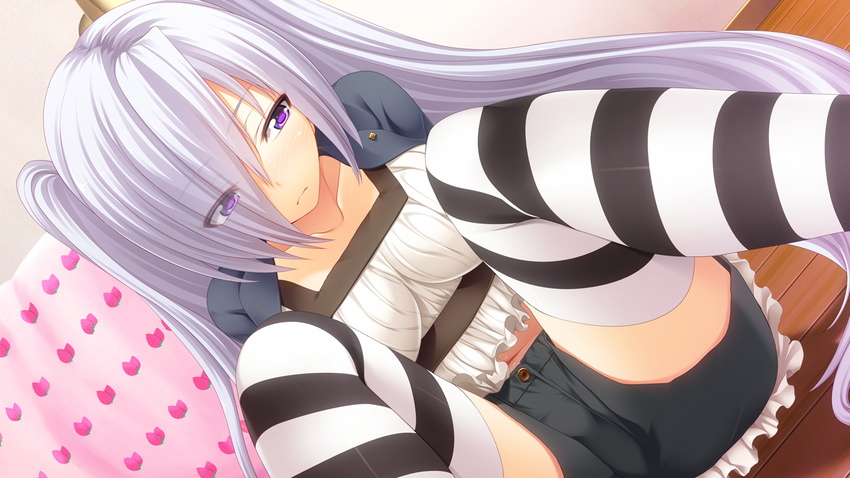 ch@r game_cg gleam_garden_no_shoujo long_hair purple_eyes shirayuki_(gleam_garden_no_shoujo) thighhighs twintails