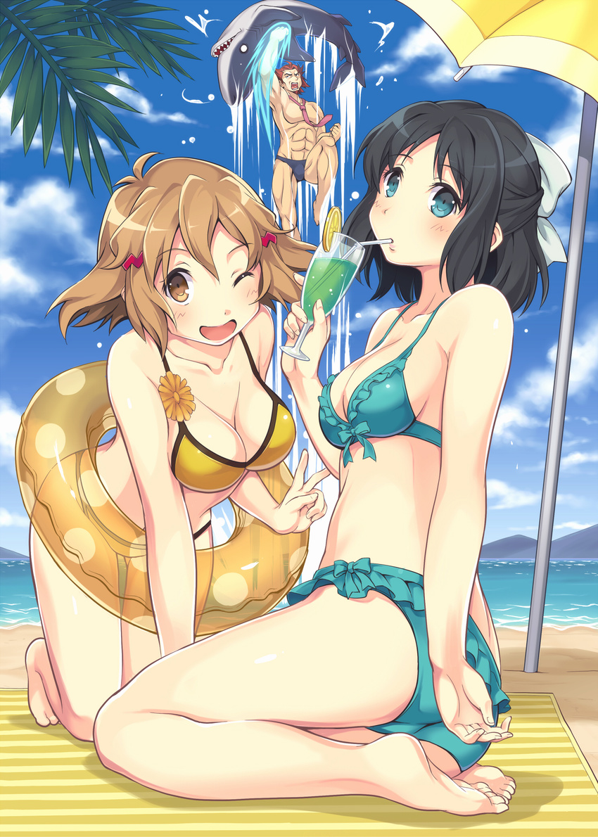 bikini furumiya_haiji kazanari_genjuurou kohinata_miku senki_zesshou_symphogear swimsuits tachibana_hibiki tagme