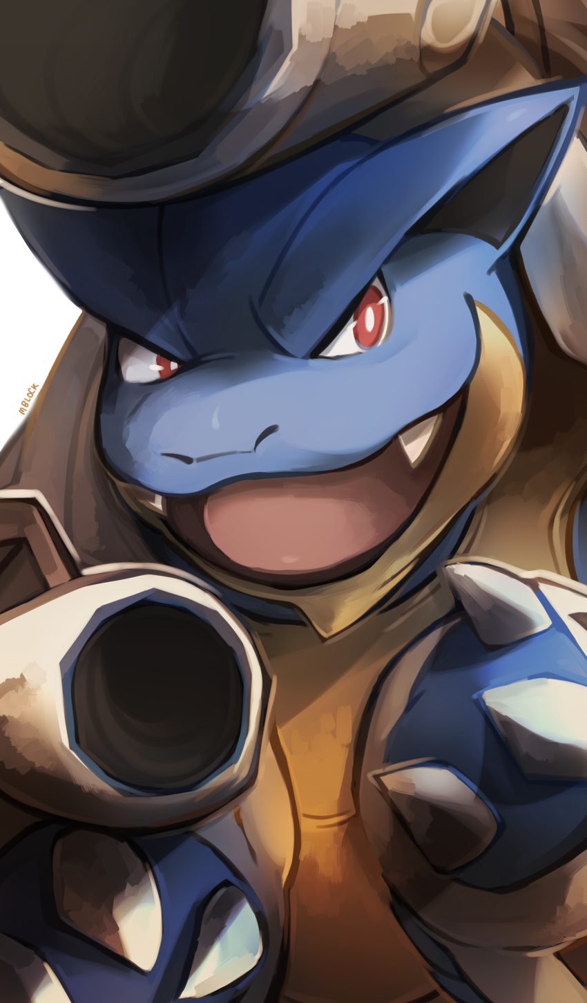 alpha_channel ambiguous_gender cannon fangs feral generation_6_pokemon hi_res mblock mega_blastoise mega_evolution nintendo pokemon pokemon_(species) ranged_weapon red_eyes reptile scalie simple_background solo teeth transparent_background weapon