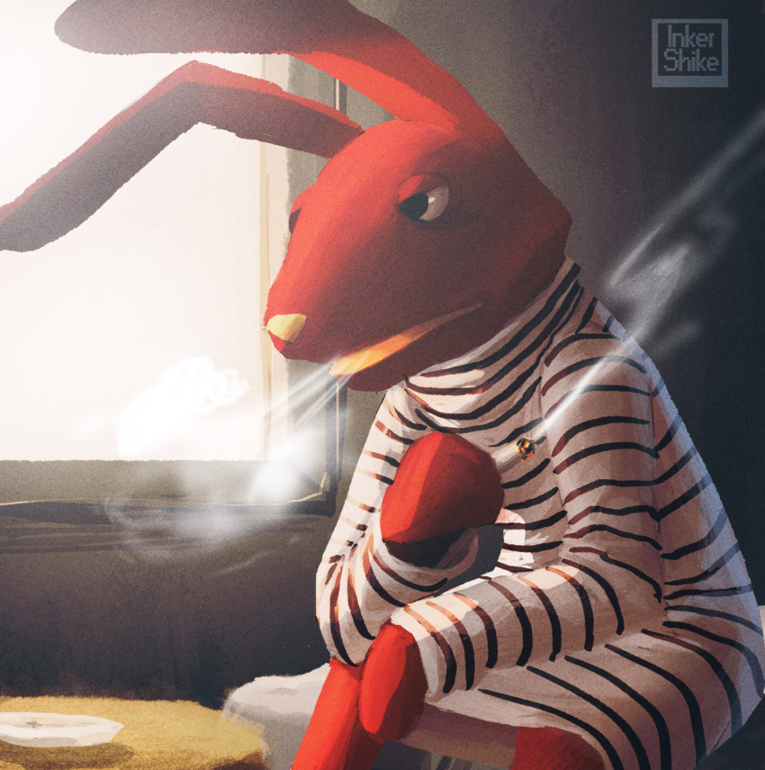 31_minutos better_version_at_source cigarette clothed clothing digital_media_(artwork) dr._pizza_boi fur hi_res holding_object inside juan_carlos_bodoque lagomorph leporid male mammal open_mouth rabbit red_body red_fur smoke smoking solo window