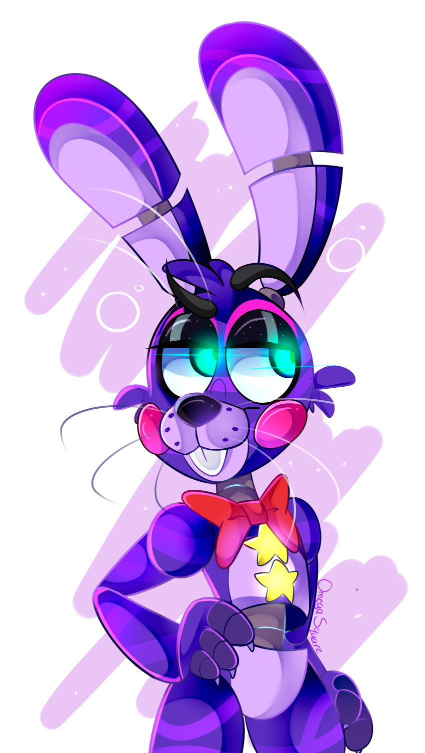 2018 absurd_res animatronic anthro bow_(feature) bow_tie digital_media_(artwork) five_nights_at_freddy's freddy_fazbear's_pizzeria_simulator hi_res lagomorph leporid machine mammal rabbit robot rockstar_bonnie_(fnaf) scottgames sideshow-spottus simple_background solo