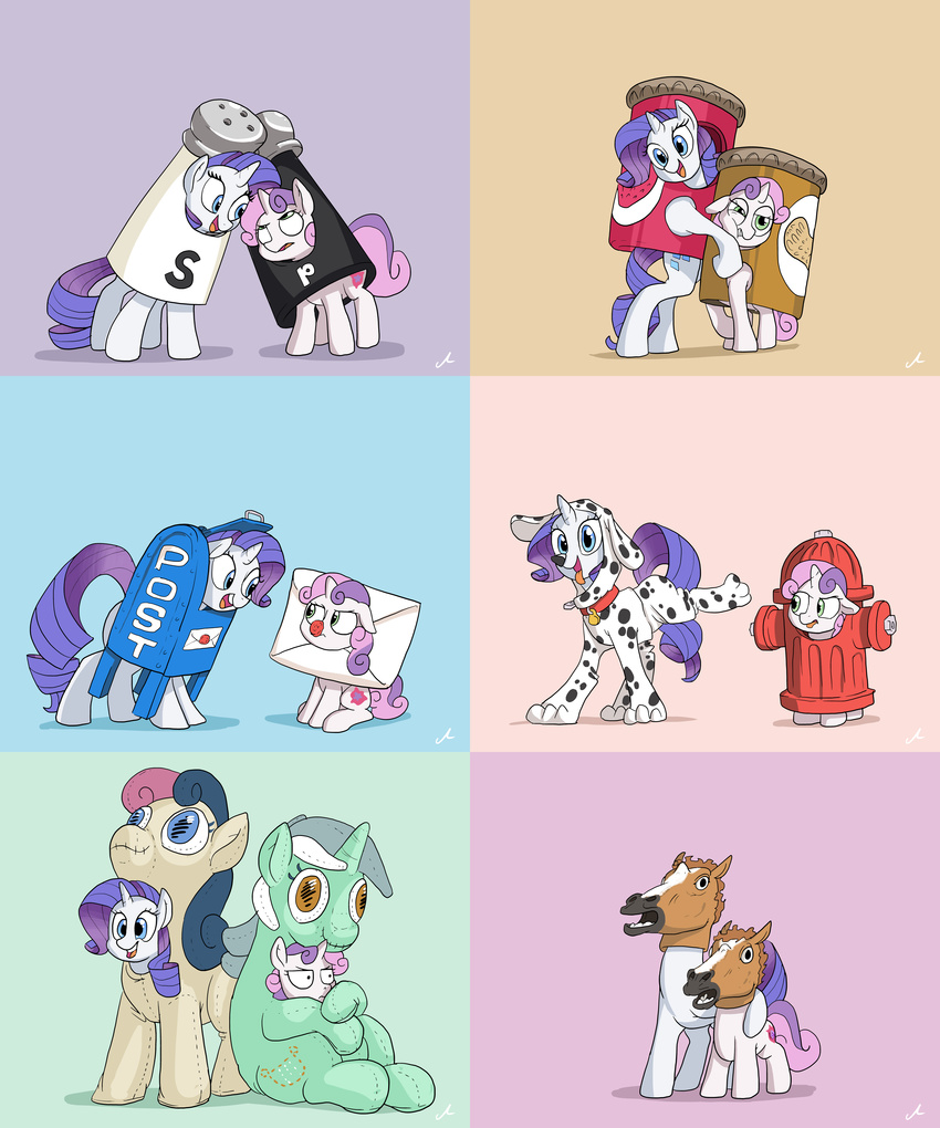 2017 5:6 absurd_res blue_eyes clothing costume docwario duo equid equine female feral friendship_is_magic hair hasbro hi_res horn mammal my_little_pony mythological_creature mythological_equine mythology purple_hair rarity_(mlp) sibling_(lore) simple_background sister_(lore) sisters_(lore) superabsurd_res sweetie_belle_(mlp) unicorn