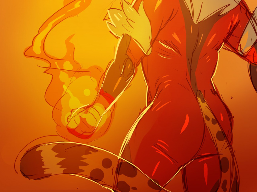 2019 ambiguous_gender anthro ass athletic athletic_anthro athletic_male bodysuit cheetah clothed clothing digital_drawing_(artwork) digital_media_(artwork) elemental_manipulation felid feline fire fire_manipulation fur gamblepaws glistening latex latex_clothing latex_skinsuit male mammal markings multicolored_body multicolored_fur pyre_(gamblepaws) rubber_clothing simple_background skinsuit solo spots spotted_body spotted_fur superhero superhero_costume tight_clothing