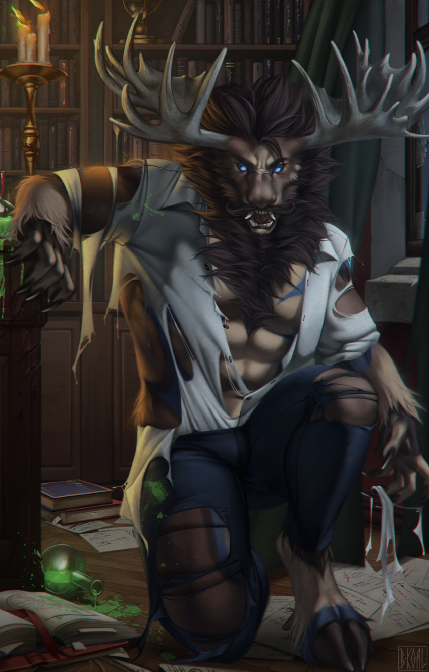 abs absurd_res anthro antlers b.koal deer diffuse_moose fur hi_res hooves horn male mammal moose muscular muscular_anthro muscular_male new_world_deer pecs solo