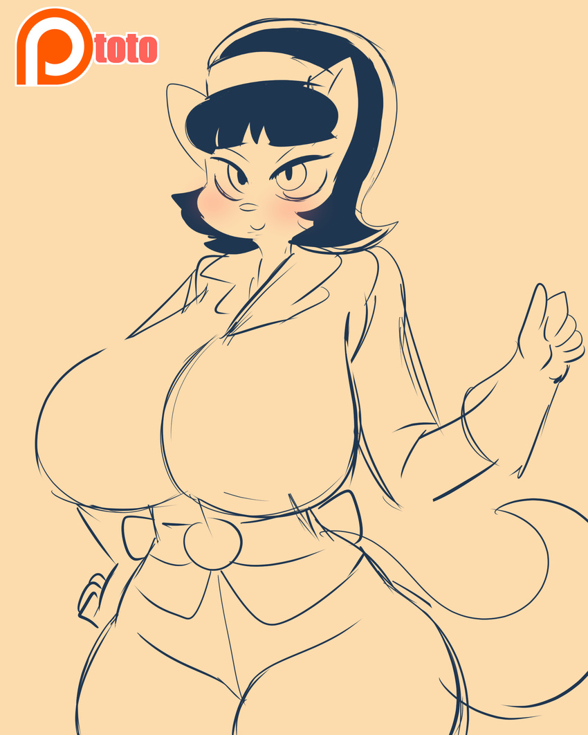 2016 anthro big_breasts breasts domestic_cat felid feline felis female hi_res huge_breasts kitty_katswell mammal nickelodeon patreon patreon_logo solo t.u.f.f._puppy toto_draw website_logo