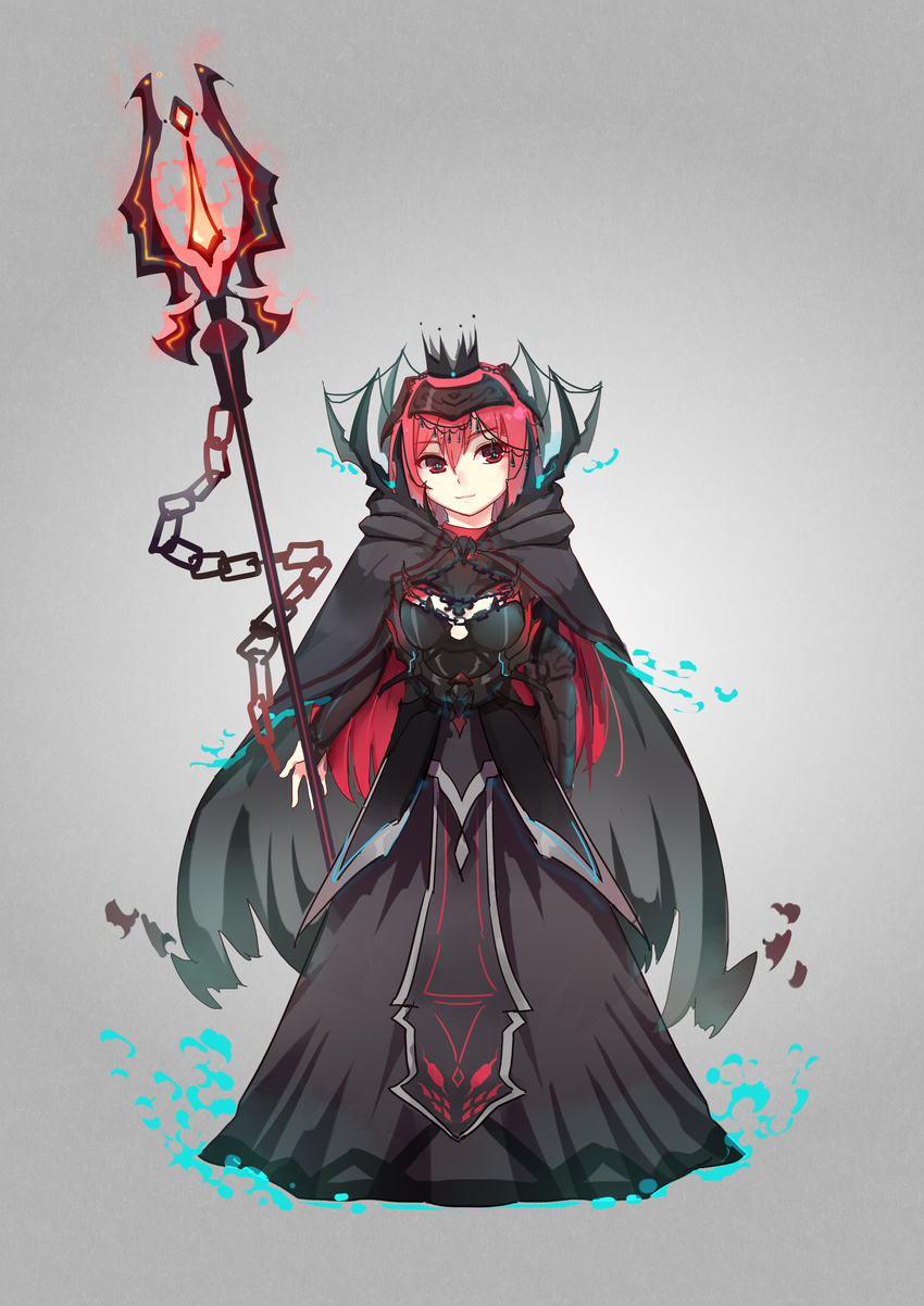 7t absurdres chains chinese_commentary cloak commentary_request crown dress female hair_ornament highres long_hair original partial_commentary pink_hair red_eyes simple_background tabard torch