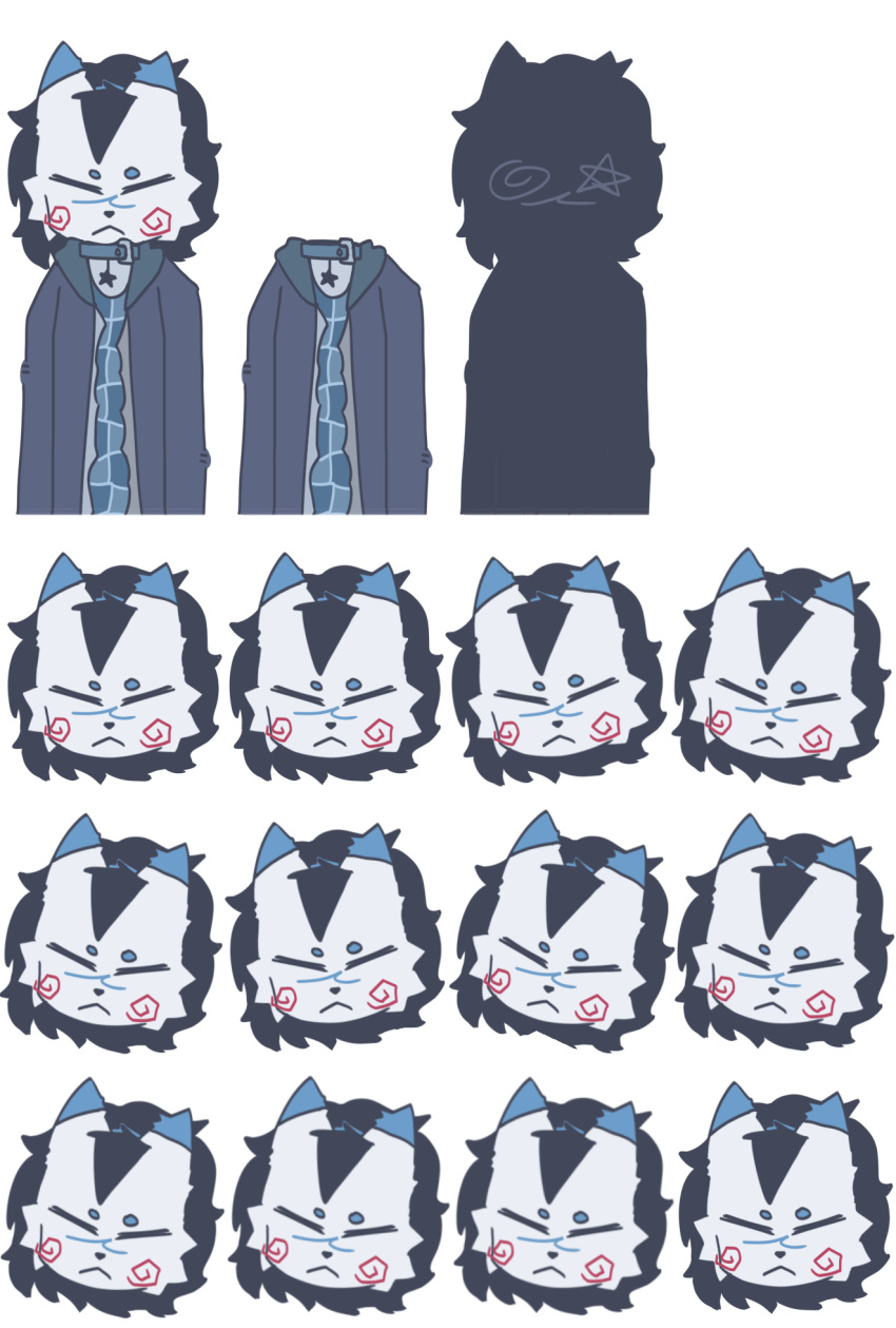 anthro blush clothed clothing digital_media_(artwork) dizzyfizz_(artist) fluffy fur hair hi_res humanoid incredibox male simple_background solo sprite_sheet tuctuc white_body white_fur