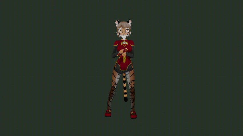 16:9 3d_(artwork) 3d_animation animated anthro asian_clothing chinese_clothing chinese_dress clothing digital_media_(artwork) dress east_asian_clothing felid feline female hi_res humanoid legwear mammal new_year_2022 pantherine short_playtime spacehorndog stockings tiger widescreen