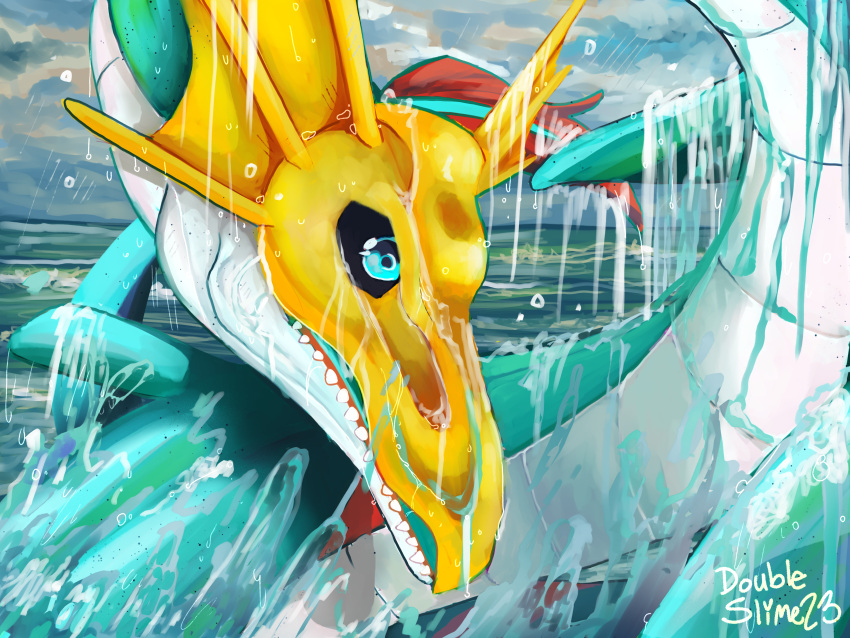 4:3 absurd_res aquatic_dragon bandai_namco blue_body blue_eyes complex_shading digimon digimon_(species) digital_media_(artwork) double_slime dragon feral fin hi_res looking_at_viewer male marine mythological_creature mythological_scalie mythology scalie seadramon solo sub-tympanic_shield teeth_showing water