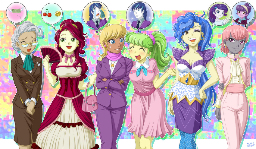 1boy 6+girls cherry_jubilee mayor_mare_(mlp) ms._harshwhinny ms._peachbottom multiple_girls my_little_pony my_little_pony_equestria_girls my_little_pony_friendship_is_magic personification prim_hemline rarity_(mlp) sapphire_shores shining_armor suri_polomare tagme uotapo