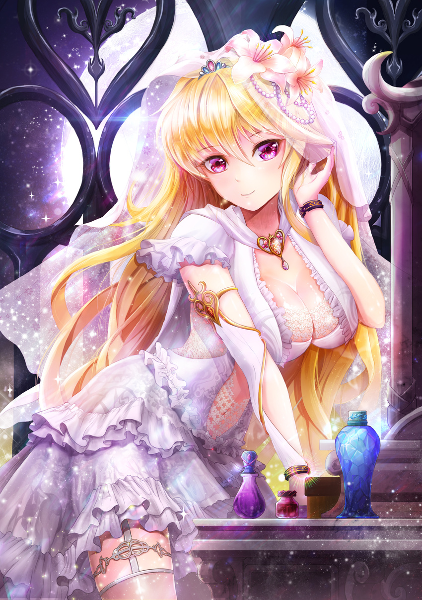 cleavage dress linia_pacifica lunacle see_through stockings sword_girls thighhighs wedding_dress