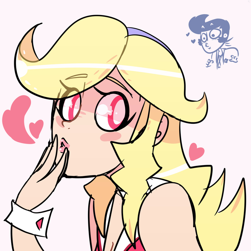 1boy :x blonde_hair dandy_(space_dandy) female highres honey_(space_dandy) lipstick makeup pink_eyes space_dandy wrist_cuffs