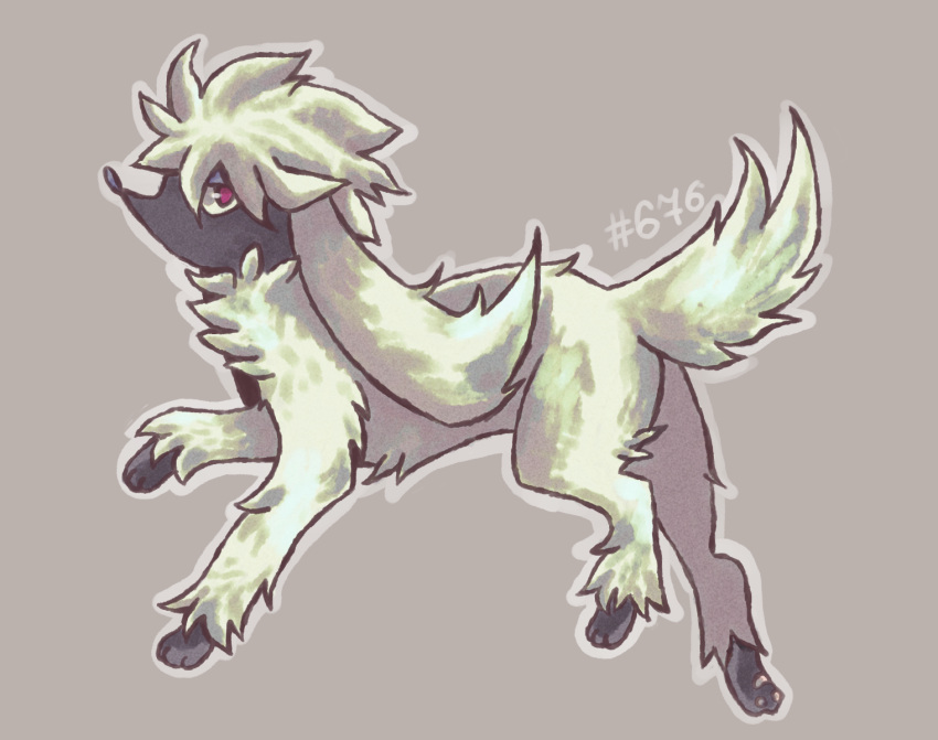 2016 3_toes ambiguous_feral ambiguous_gender black_body black_skin blue_eyelids blue_nose canid canine colored digital_drawing_(artwork) digital_media_(artwork) feet feral fluffy fluffy_ears fluffy_tail fur furfrou generation_6_pokemon grey_background grey_outline hi_res long_ears looking_at_viewer mammal neck_tuft nintendo number outline paws pokemon pokemon_(species) quadruped raised_leg red_eyes shaded shadnoir side_view simple_background solo tail toes tuft white_body white_ears white_fur white_tail