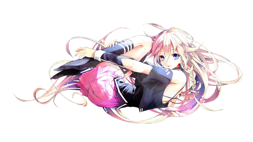 akasaka_aka aliasing blue_eyes braids ia kneehighs long_hair skirt vocaloid white_hair