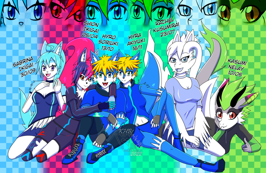 absurd_res anthro big_breasts blonde_hair blue_body body_hair breasts canid canine chest_hair dragon female fox generation_5_pokemon green_hair grey_body grey_skin group hair heterochromia hi_res hug hyra_akiyuki hyro_soriuki kasumi_nelay khblacky97 legendary_pokemon lying male mammal multicolored_eyes multicolored_hair mythological_creature mythological_scalie mythology neylan nintendo pink_hair pink_tail pokemon pokemon_(species) purple_eyes rachel_kusumirai reshiram sabrina_ikigai scalie shion_ikigai simple_background simple_coloring smile smiling_at_viewer tail