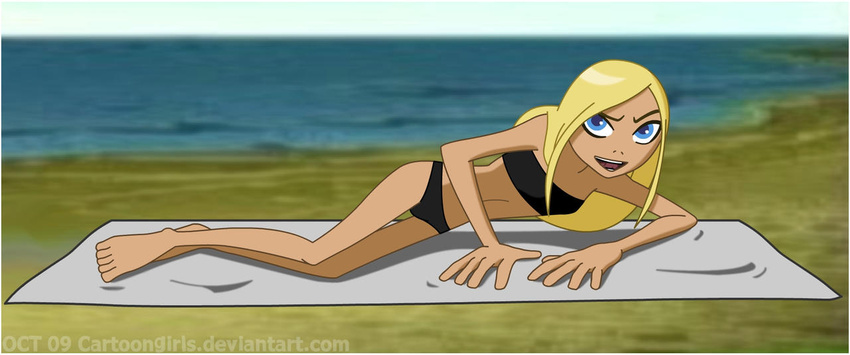 1girls bikini black_bikini blonde_hair cartoongirls dc_comics swimsuit teen_titans terra_(dc)