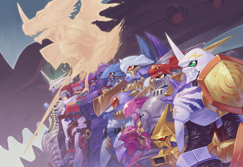 13boys 6+boys alphamon armor bandai blue_eyes claws craniamon digimon dragon dragon_wings duftmon dukemon dynasmon epic everyone examon fangs flying full_armor gankoomon green_eyes helmet jesmon kazkazkaz lordknightmon magnamon male_focus monster multiple_boys muscle no_humans omegamon red_eyes red_hair royal_knights sleipmon team ulforceveedramon weapon wings yellow_eyes