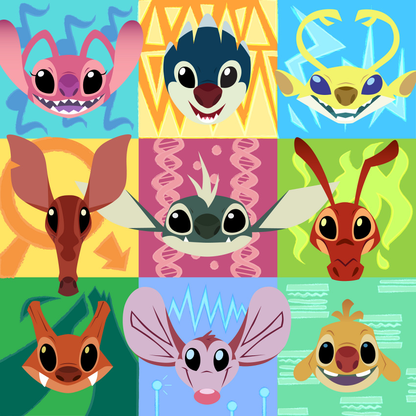 1:1 2018 alien ambiguous_gender angel_(lilo_and_stitch) antennae_(anatomy) black_eyes blue_background blue_body blue_eyes blue_tongue brown_nose cc-by-nc-nd chopsuey_(lilo_and_stitch) creative_commons disney ear_markings experiment_(lilo_and_stitch) facial_markings fangs female female_(lore) finder_(lilo_and_stitch) green_background green_body green_nose grey_nose head_markings headshot_portrait hi_res lilo_and_stitch male male_(lore) markings melty_(lilo_and_stitch) no_sclera notched_ear open_mouth open_smile pink_background pink_body pink_nose pink_tongue portrait purple_nose purple_tongue red_body red_nose reuben_(lilo_and_stitch) sharp_teeth shush_(lilo_and_stitch) simple_background smile solo sparky_(lilo_and_stitch) spike_(lilo_and_stitch) teeth tongue tymime yang_(lilo_and_stitch) yellow_background yellow_body