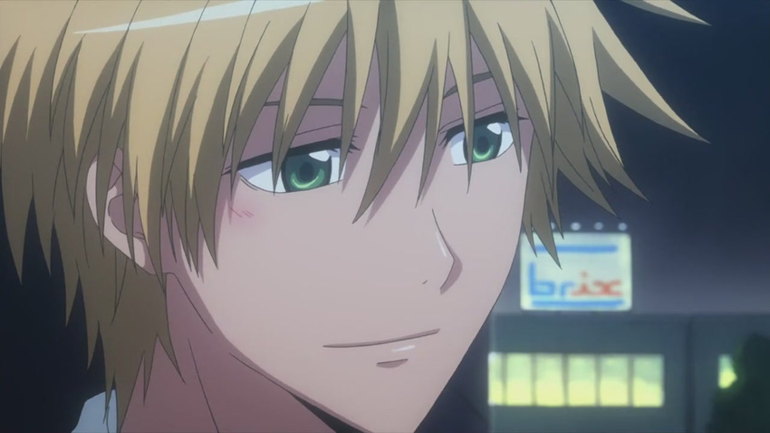 blonde_hair blush green_eyes kaichou_wa_maid-sama kaichou_wa_maid-sama! smile usui_takumi