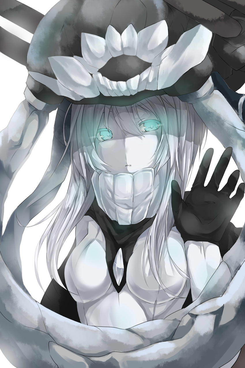 absurdres abyssal_ship aqua_eyes bad_id bad_pixiv_id bodysuit cape female highres kantai_collection linmiu_(smilemiku) white_hair wo-class_aircraft_carrier