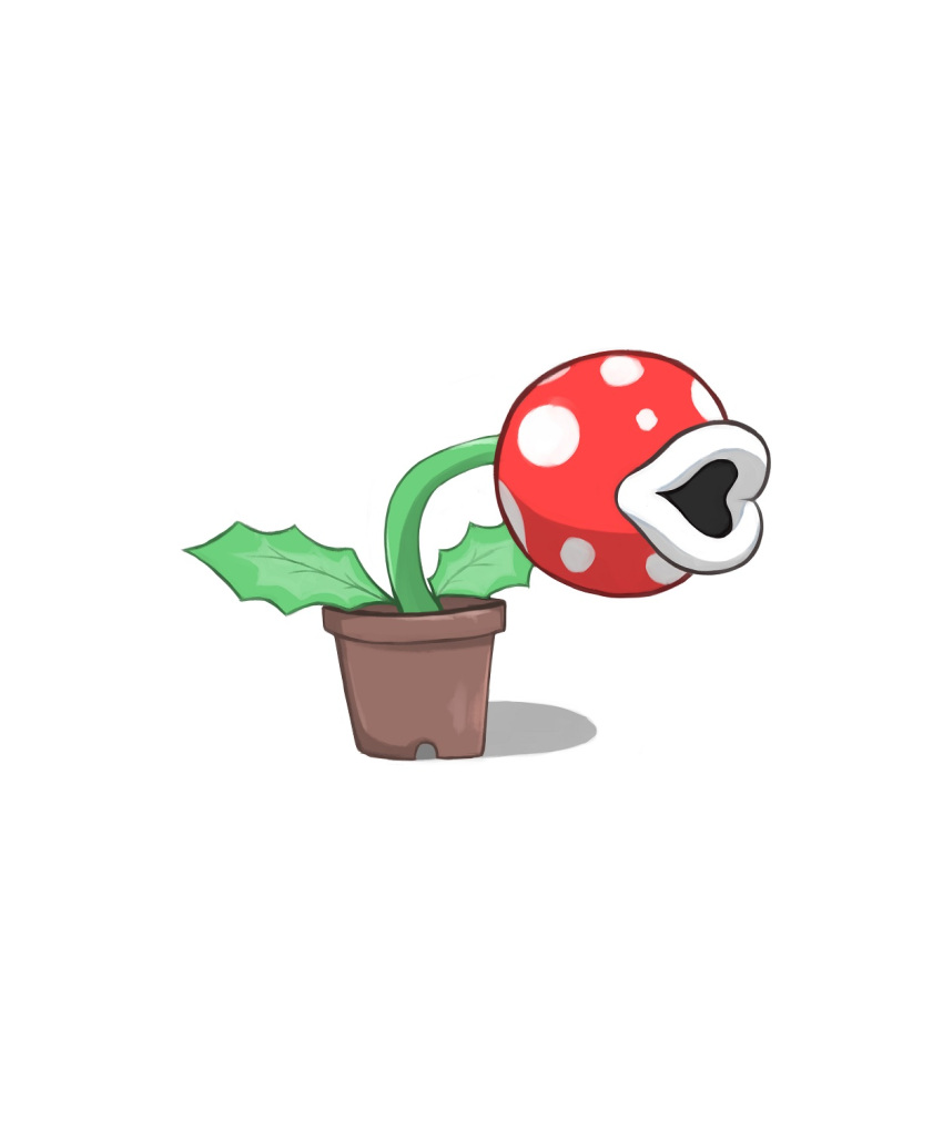 atamonica commentary english_commentary flower_pot highres leaf mario_(series) meme no_eyes no_humans piranha_plant plant pogchamp_(meme) potted_plant simple_background solo white_background