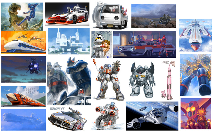 1960s_(style) 1970s_(style) 1980s_(style) 1boy aircraft airship andromeda_(uchuu_senkan_yamato) arcadia armor bad_id bad_pixiv_id baymax big_hero_6 blader building cannon car character_request cloud collage copyright_request creator_connection flight_deck flying fmu gattai getter_robo great_mazinger great_mazinger_(robot) gundam harlock_saga highres himitsu_sentai_goranger kikou_souseiki_mospeada lance mazinger_(series) mecha military military_vehicle mobile_suit_gundam mospeada mospeada_(mecha) motor_vehicle motorcycle nasa nichirin_kamen photoshop_(medium) pickup_truck polearm police police_car power_armor race_vehicle racecar racing realistic redesign retro_artstyle robot rocket saturn_v scanny science_fiction shield shinkansen spacecraft super_sentai techno_police_21c technoid tetsujin_28 tetsujin_28-gou toy train translation_request truck tyrannosaurus_rex uchuu_senkan_yamato ultra_q van varidreen vehicle_request waga_seishun_no_arcadia weapon z'gok