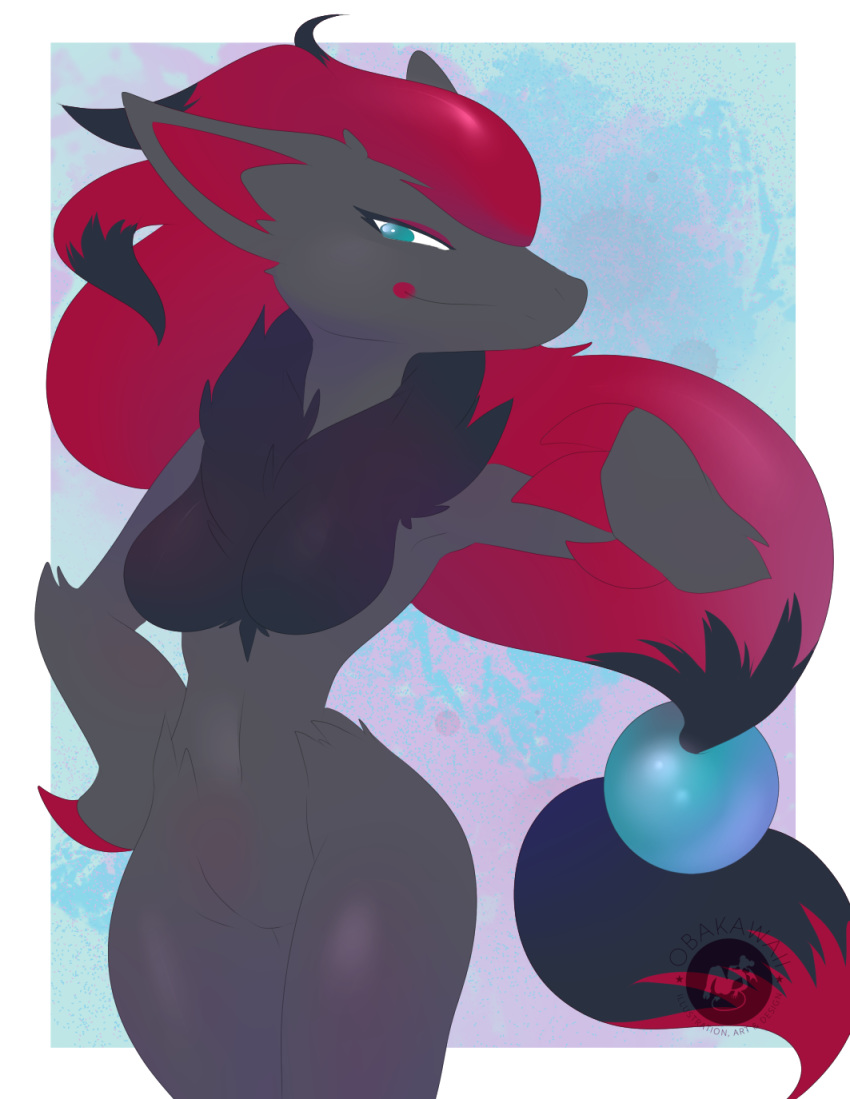 2017 anthro breasts claws female fur generation_5_pokemon hi_res nintendo nude obakawaii pokemon pokemon_(species) solo zoroark