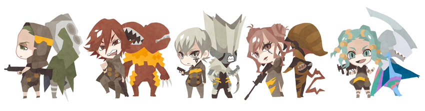 4boys agni_(dds) argilla chibi cielo commentary_request digital_devil_saga dual_persona dyaus_(dds) female gale_(dds) gun heat_(dds) kuroihato multiple_boys prithivi_(dds) serph varna_(dds) vayu_(dds) weapon