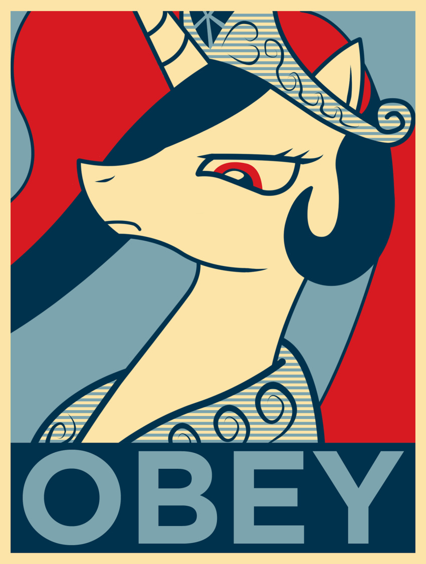 2010 barack_obama_"hope"_poster cult_of_personality election english_text equestria-election equid equine female feral friendship_is_magic hasbro hi_res horn mammal my_little_pony mythological_creature mythological_equine mythology parody poster poster_template princess princess_celestia_(mlp) propaganda reaction_image royalty solo text unicorn