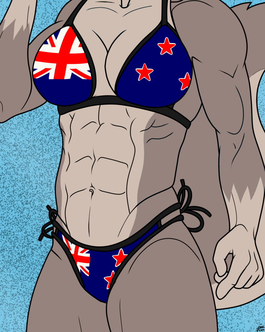 5_fingers abs anthro blue_background breasts derjinzo female fingers flat_colors gloves_(marking) hi_res mammal markings medium_breasts muscular muscular_anthro muscular_female navel new_zealand_flag rodent sciurid signature simple_background solo tanya_(bronx23) tree_squirrel