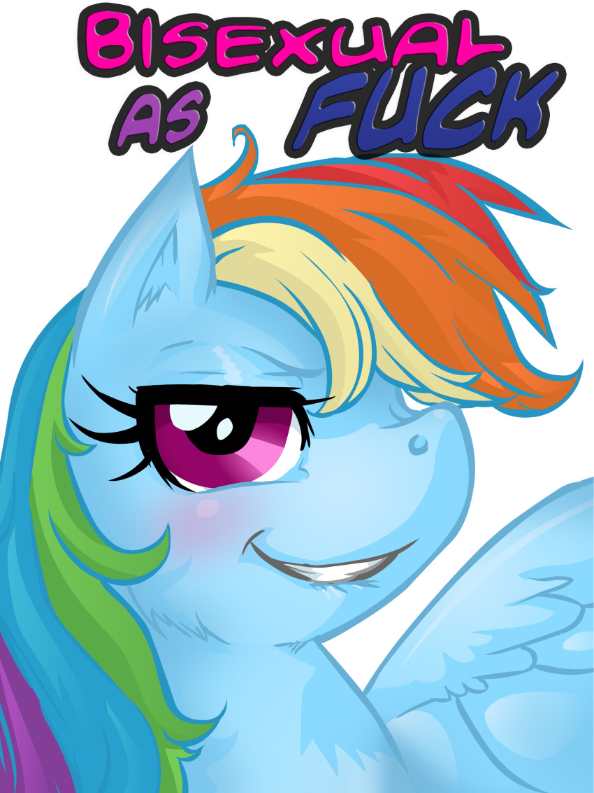 2013 3:4 absurd_res alpha_channel blue_body blue_feathers blue_fur blush buttercup_saiyan english_text equid equine feathered_wings feathers female feral friendship_is_magic fur hair hasbro hi_res looking_at_viewer mammal multicolored_hair my_little_pony mythological_creature mythological_equine mythology pegasus profanity proud purple_eyes rainbow_dash_(mlp) rainbow_hair reaction_image simple_background solo stated_bisexuality stated_sexuality surprise text transparent_background wings