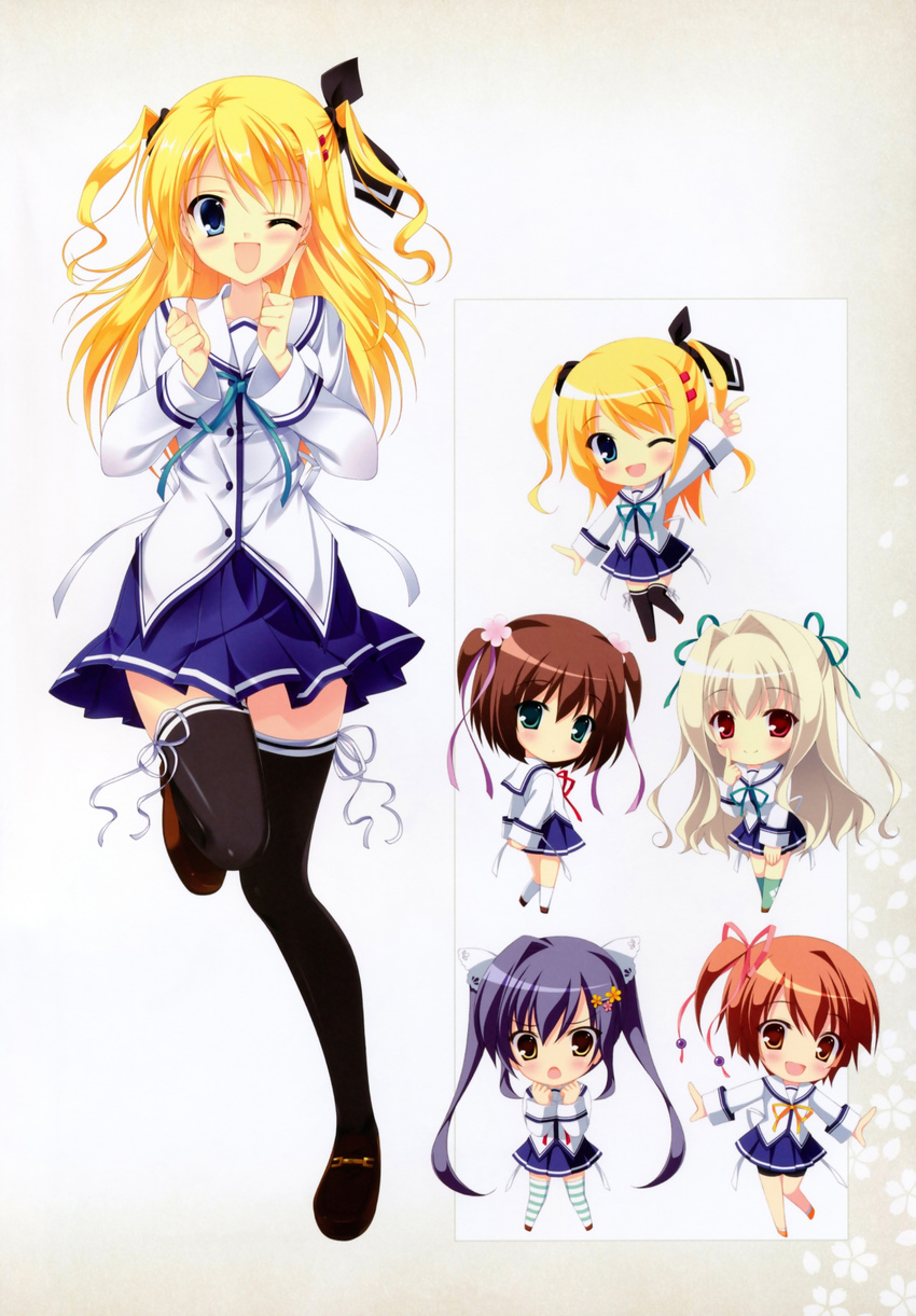 bike_shorts chibi da_capo da_capo_iii hinomoto_aoi katsuragi_himeno morizono_ricca rukawa_sara seifuku tanihara_natsuki thighhighs yoshino_charles