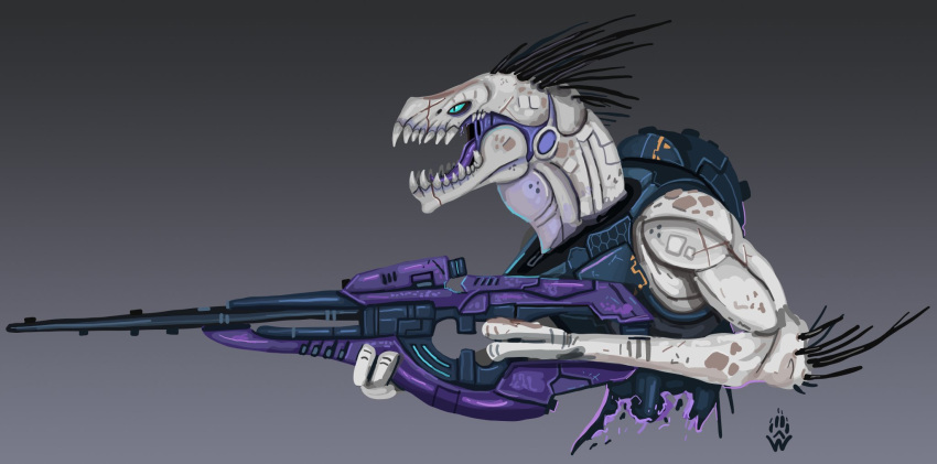 2020 3_fingers alien ambiguous_gender anthro arm_quills armor black_quills blue_eyes blue_insides carbine colored cuirass cyanotic_epithelium fangs fingers grey_background grey_body grey_skin gun halo_(series) hi_res holding_gun holding_object holding_ranged_weapon holding_weapon ibie'shan kig-yar microsoft open_mouth pupils purple_flesh purple_tongue quill_hair ranged_weapon reptile_ears scalie simple_background slit_pupils solo teeth tongue tympanum weapon wolfdawg xbox_game_studios